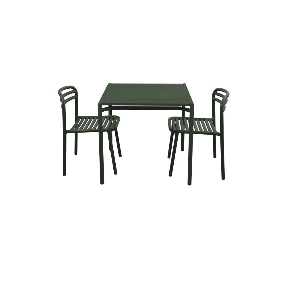 Bliss spisebord inkl. to stole-Mørkegrøn aluminium