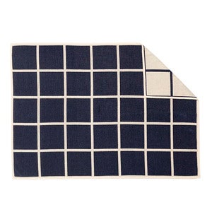 Vævet plaid i lammeuld Criss Dark Blue