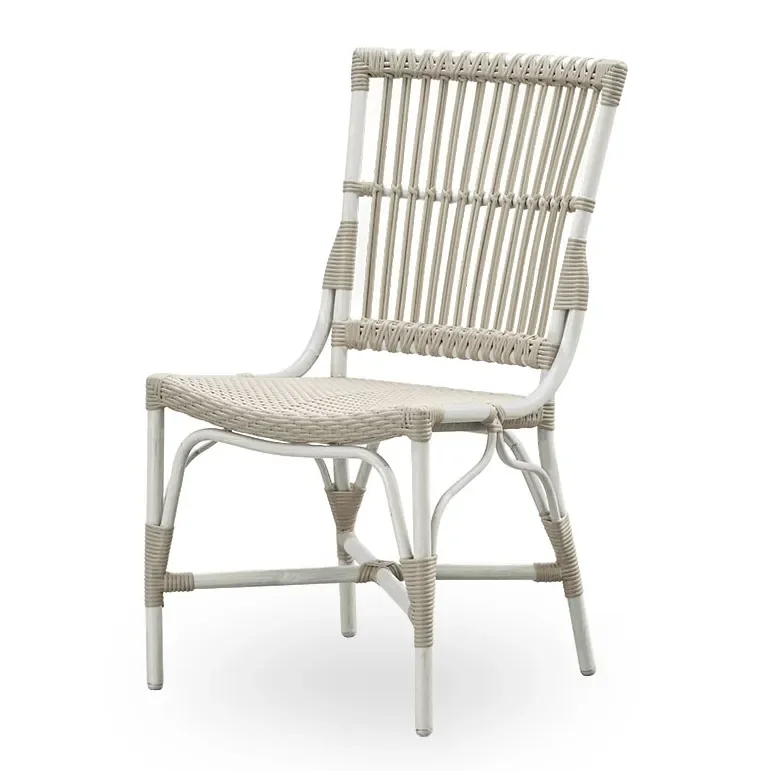 Piano stol syntetisk rattan, hvid/beige