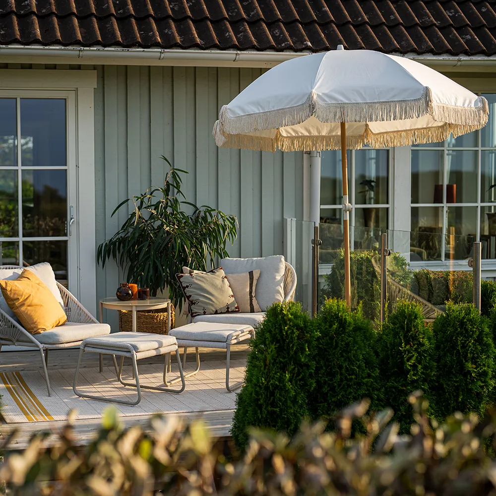  Parasoll med frynser Ø200 cm Beige