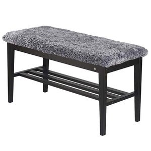 Nadja Bench Sortbejdset eg/fåreskind lysegrå
