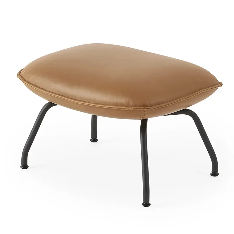 Muuto, Doze Ottoman Tube Base - Refine Leather Cognac Anthracite Black