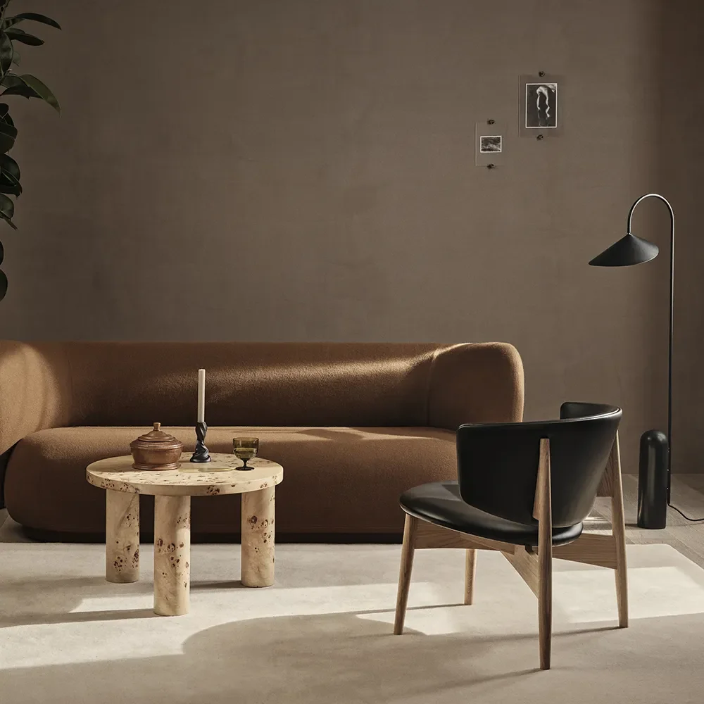 Justerbar Gulvlampe med Travertinfod Arum Black