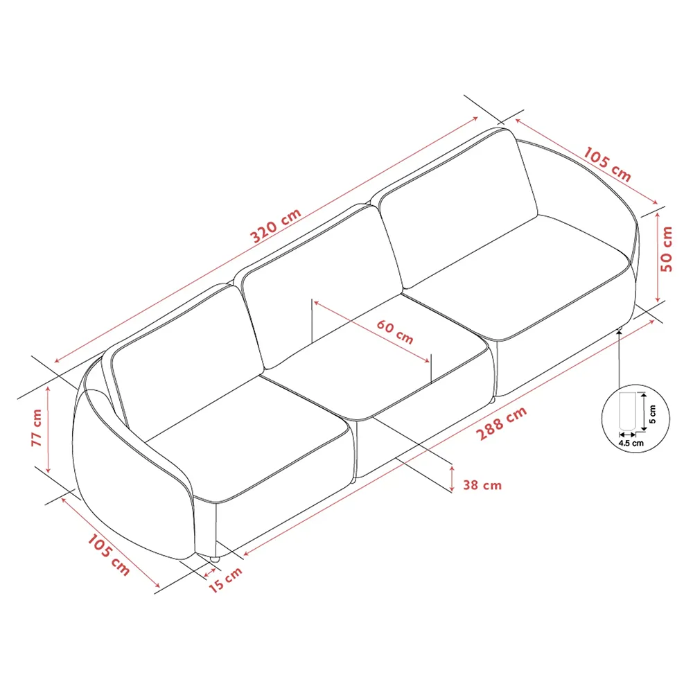 Norris sofa 4-personers stof Anna lys beige