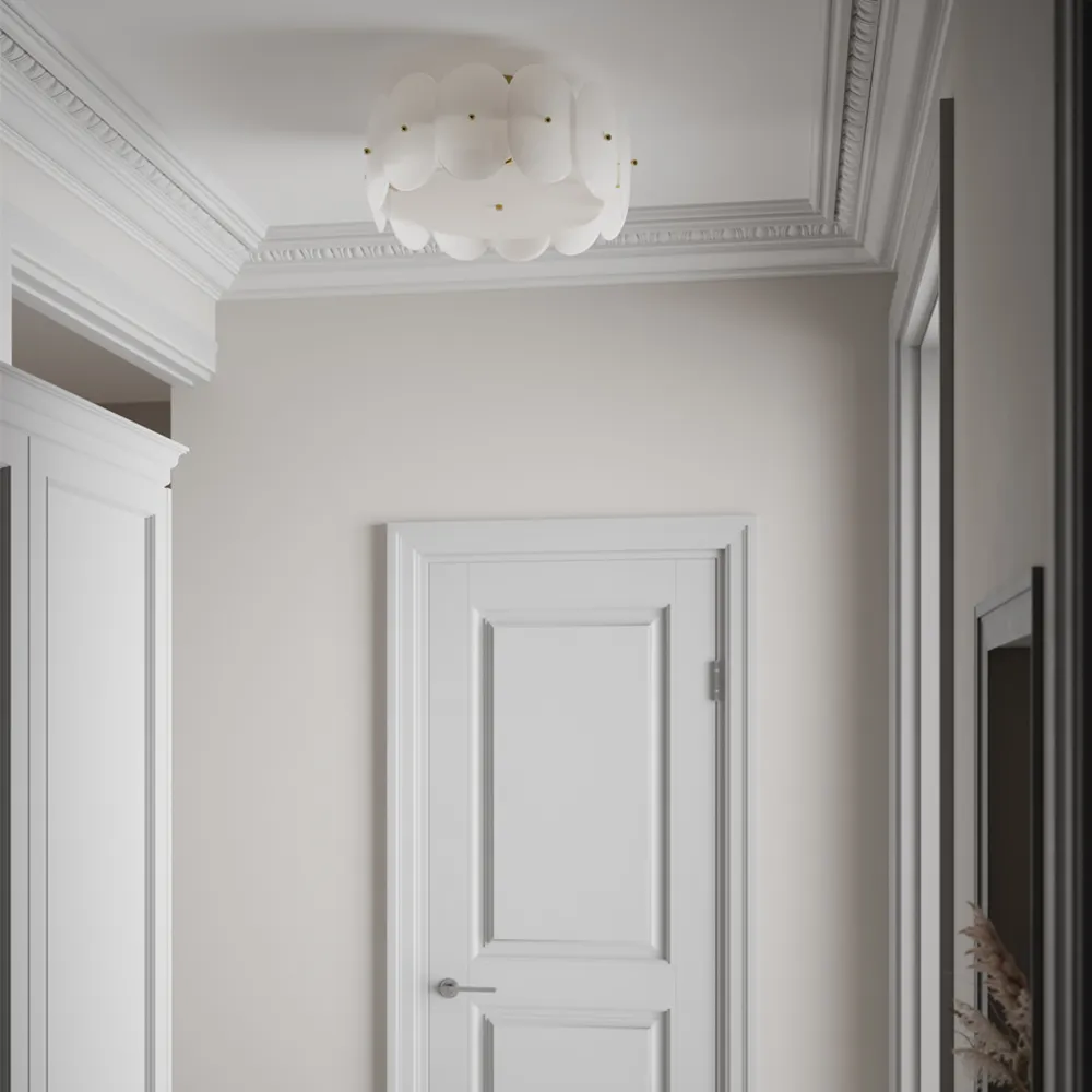 Omlott plafond Ø53cm messing/hvid