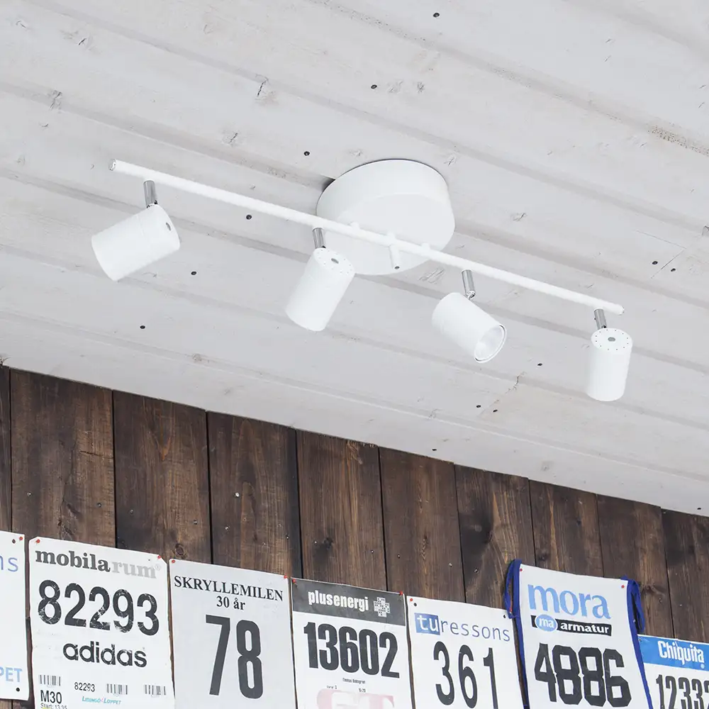 Correct loftskinne 4-spot Hvid