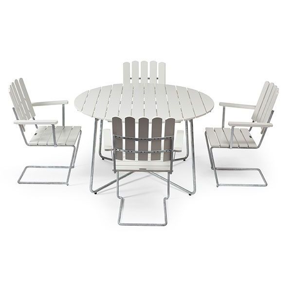 Spisebordssæt 9A & A2 Hvid Grythyttan Stålmöbler