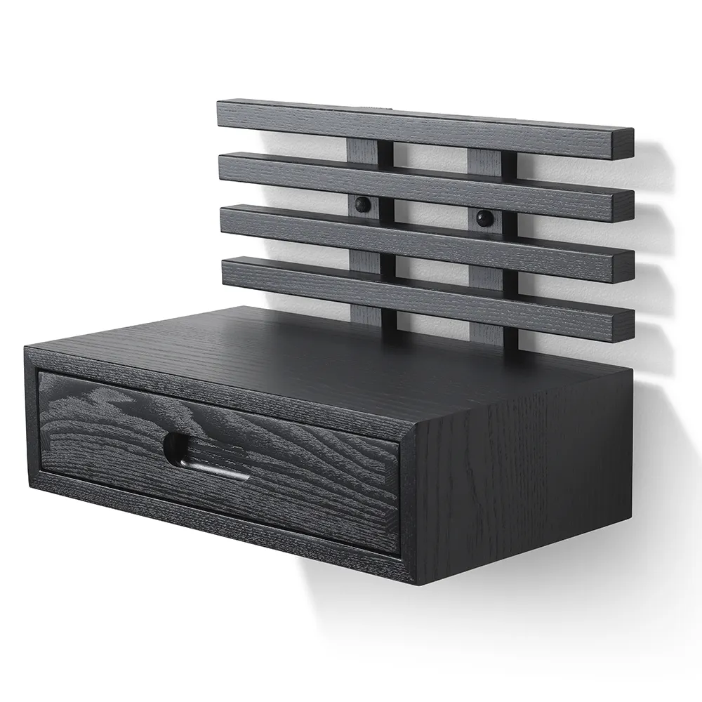 Zece Sengebord med skuffe Sortbejdset ask