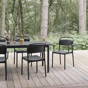 Linear Steel Spisebord 220x90 cm Anthracite Black 