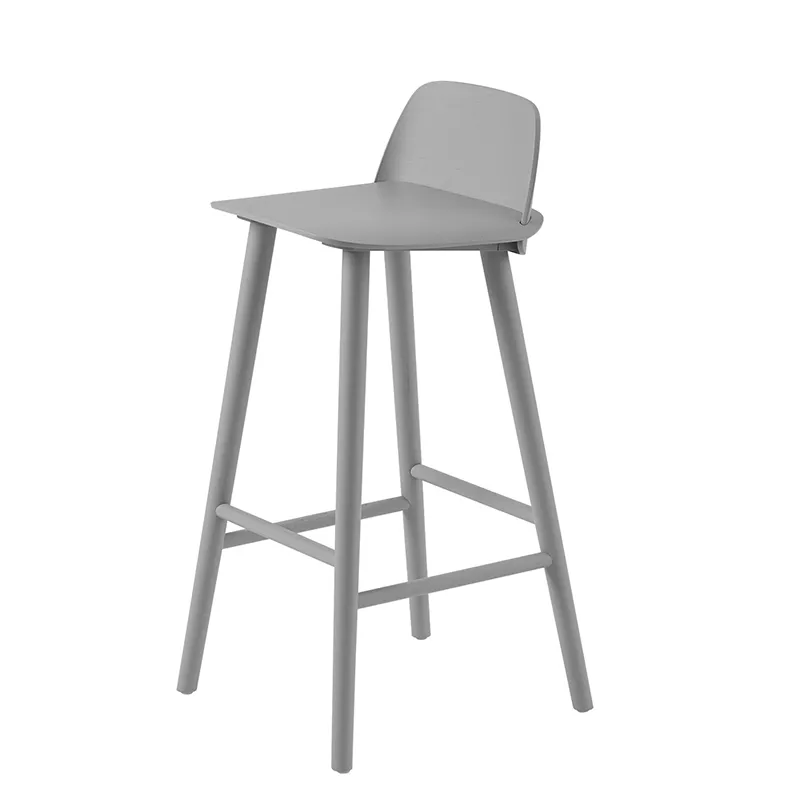 Muuto, Nerd barstol 75 cm - med fodstøtte i metal - Grey