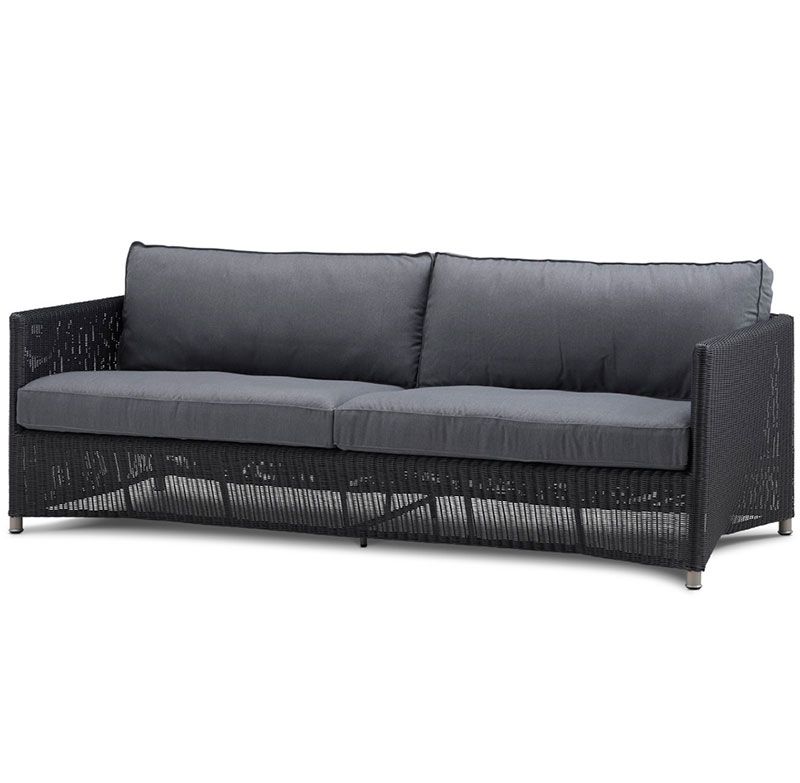 Cane-Line Diamond 3-personers sofa i grafitt