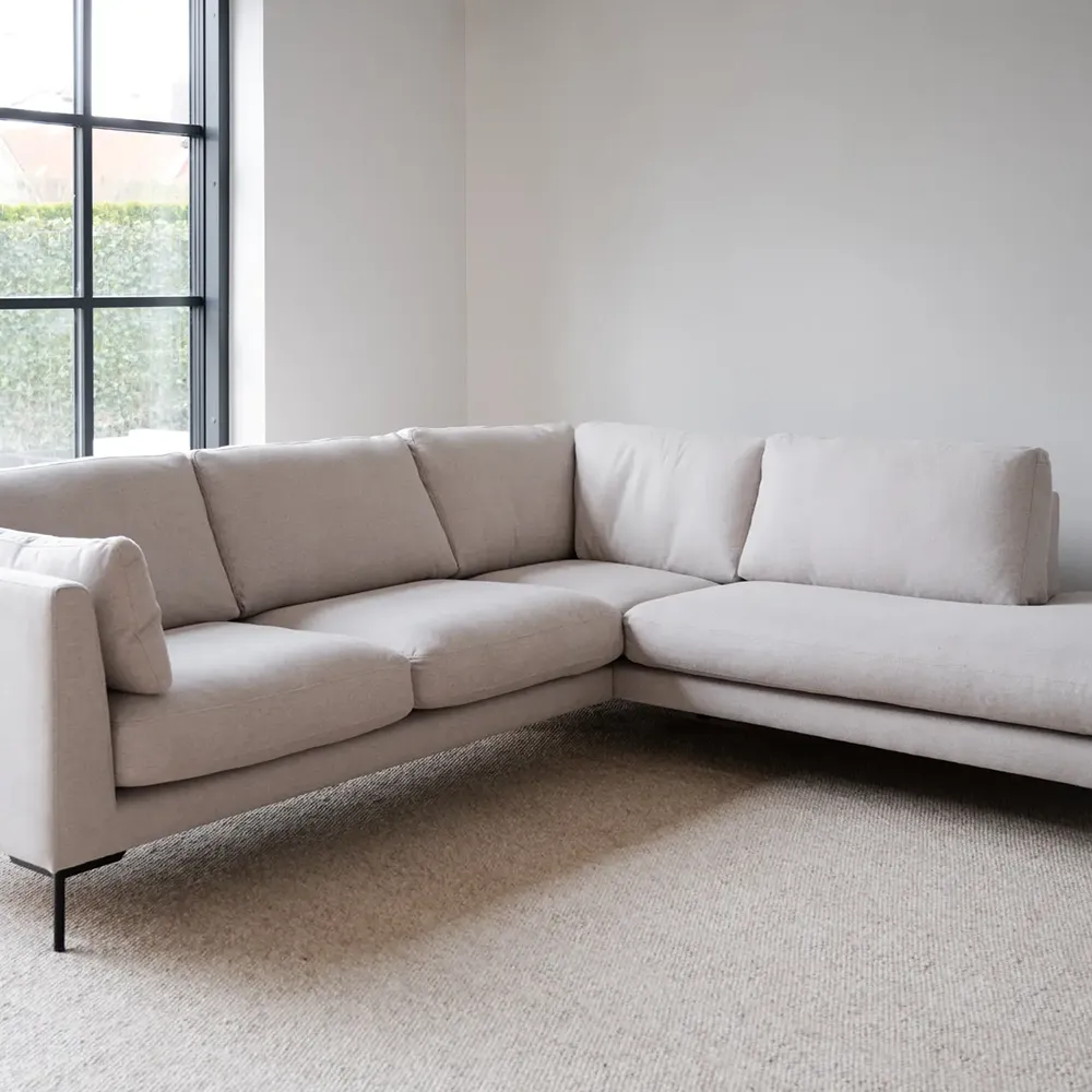 Corwin hjørnesofa 2,5+2,5-personers åben ende højre stof Rita lys beige