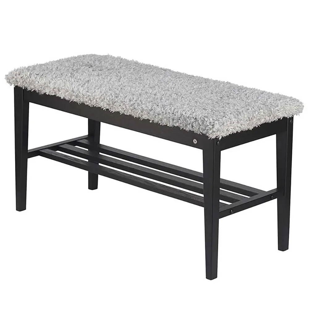 Oscarssons Möbel, Nadja Bænk Sortbejdset eg/fåreskindslook lysegrå