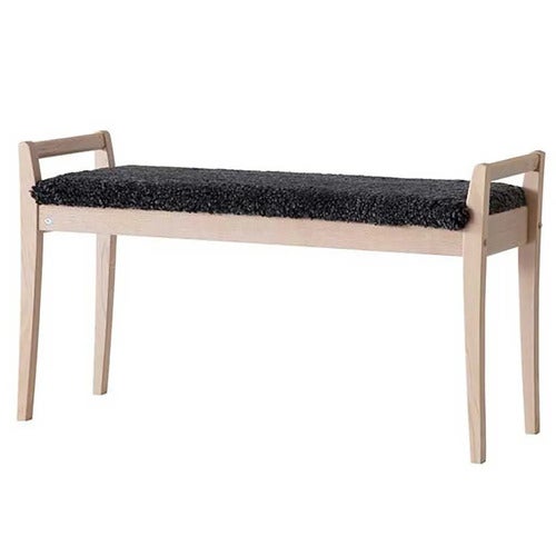 Meja Bench Hvidolieret eg/fåreskind Mørkegrå