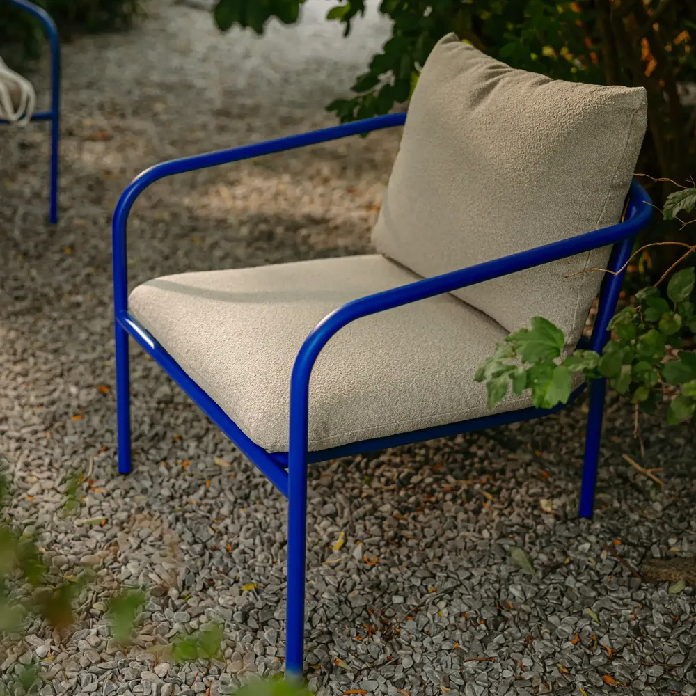 Bendt Lænestol Teddy Beige/Indigo Blue