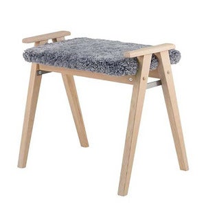 Alme Stool Hvidolieret eg/fåreskind lysegrå
