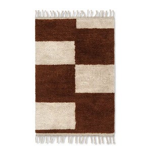 Mara Knyttet Tæppe 120x180 cm Dk Brick/Off-White