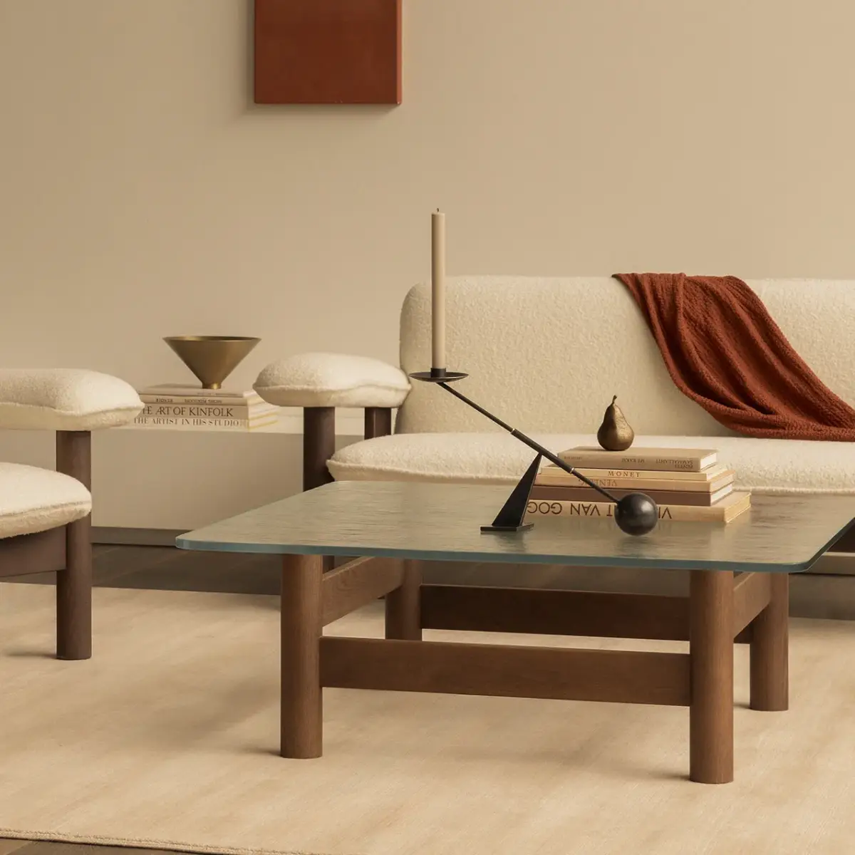 Brasilia sofabord mørk eg/glas