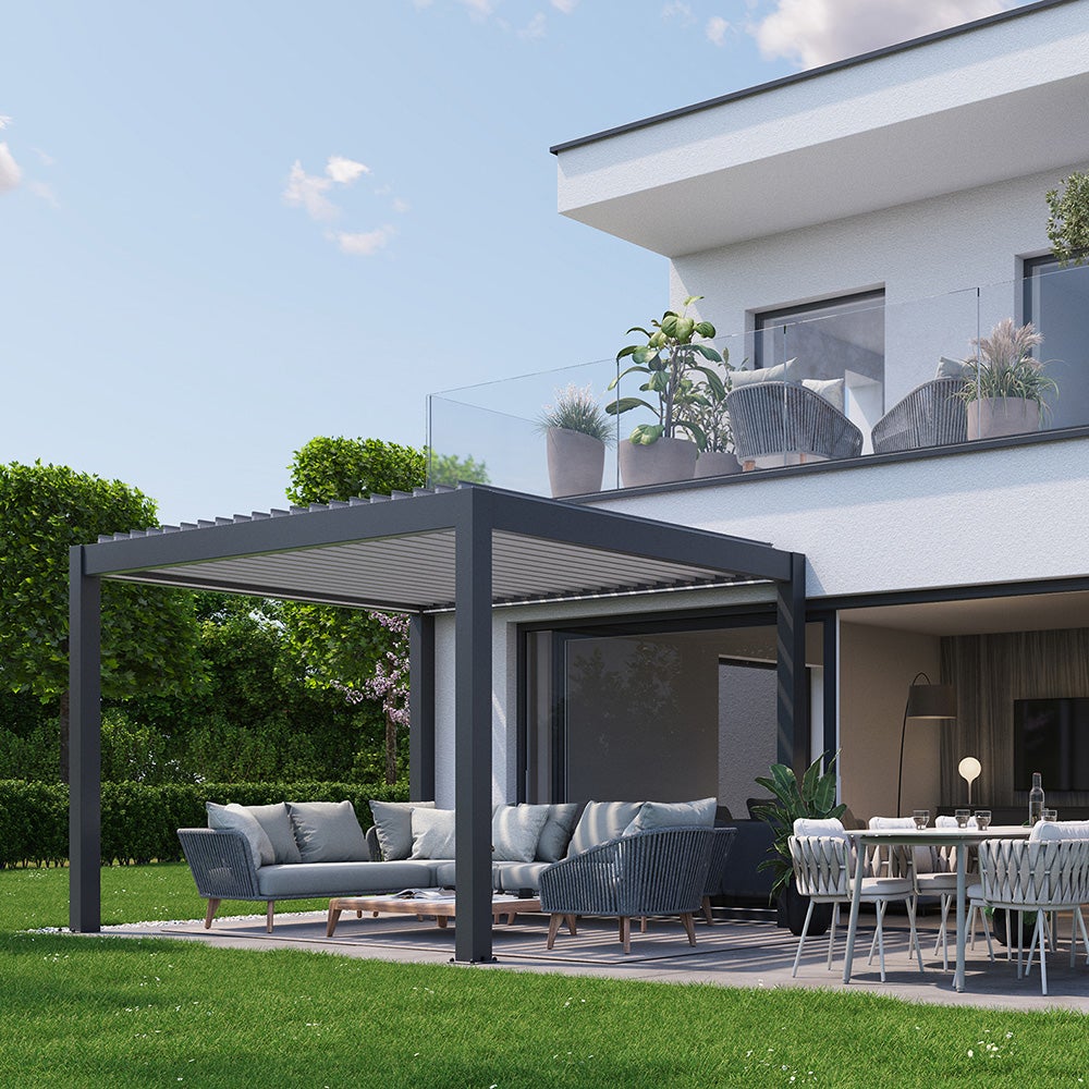 Pergola størrelse 3 x 3 metallic mørkegrå