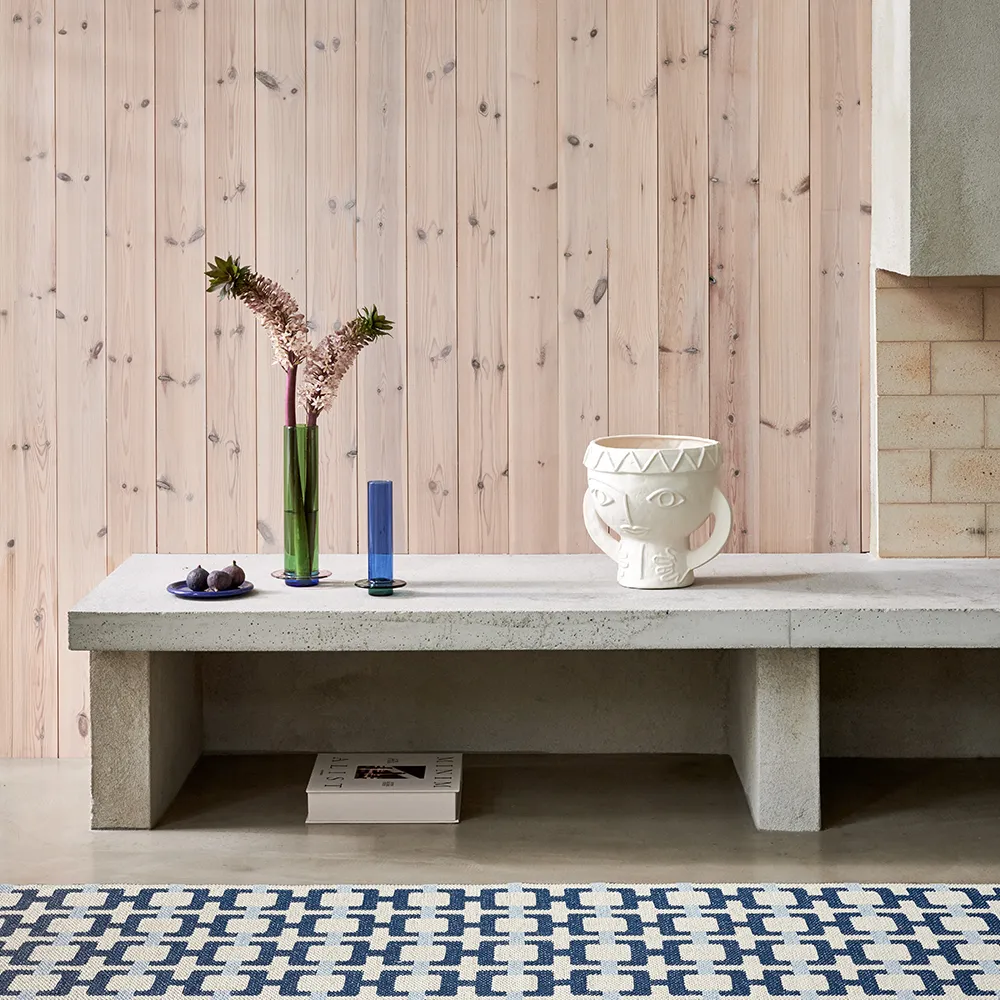 Tom tæppe Ocean Blue/Cream/Blue Fog 70 x 300 cm