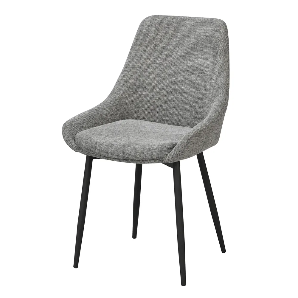 Spisebordsstol Rowico Sierra grå polstret polyester sort metalben FSC ® 100% sæt af 2 H85ÃB49ÃD55cm