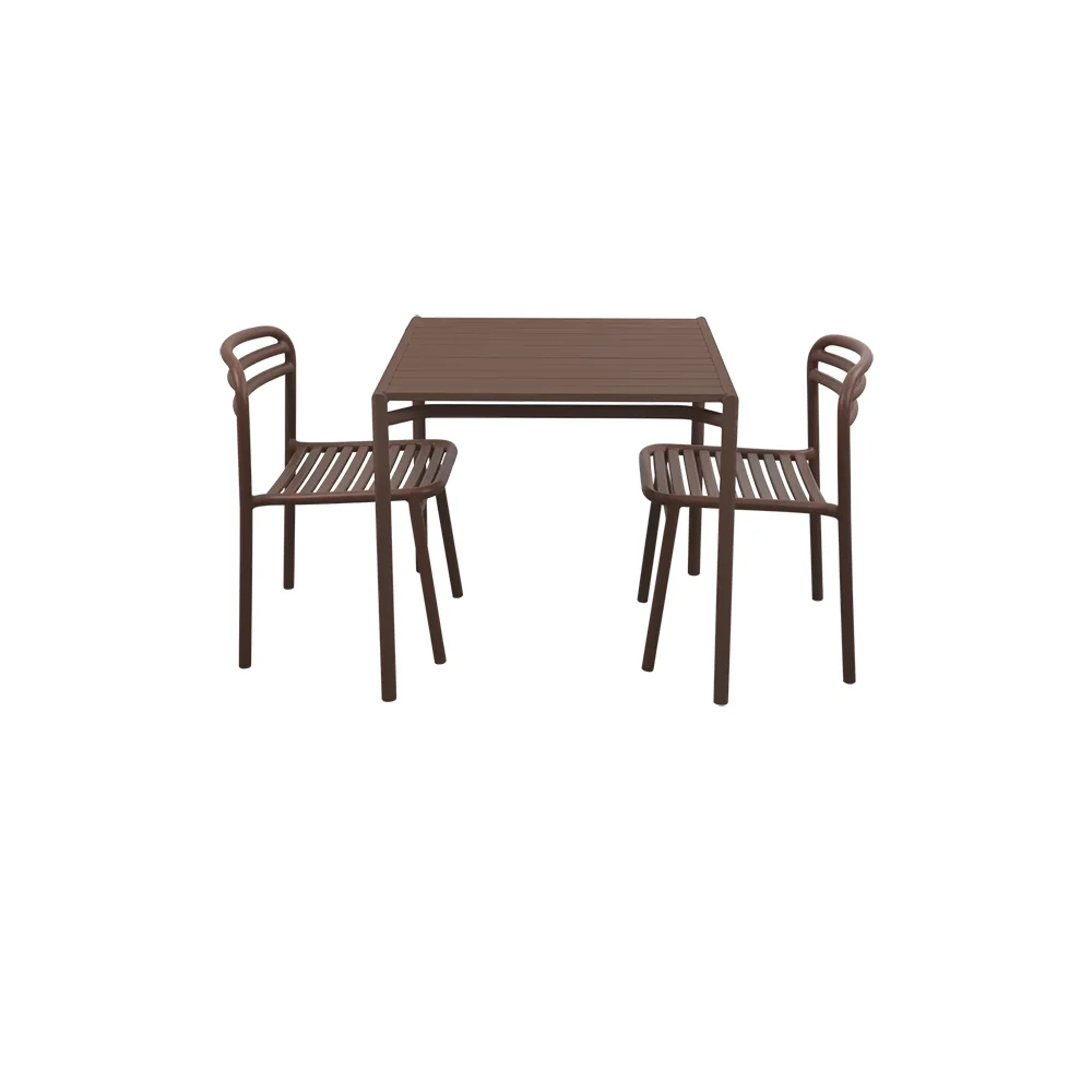 Cane-line, Bliss spisebord inkl. to stole - Ørkenrød aluminium