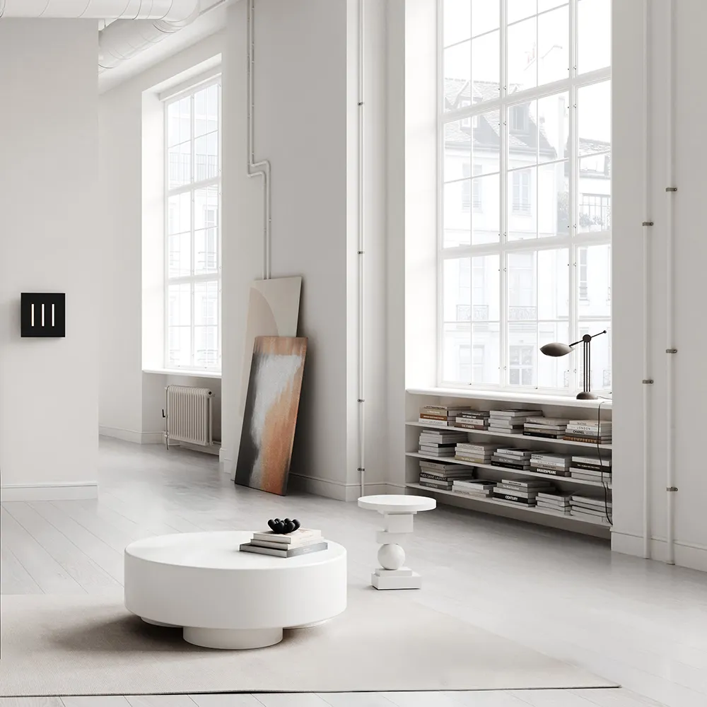 Big Foot sofabord, stort - benhvidt