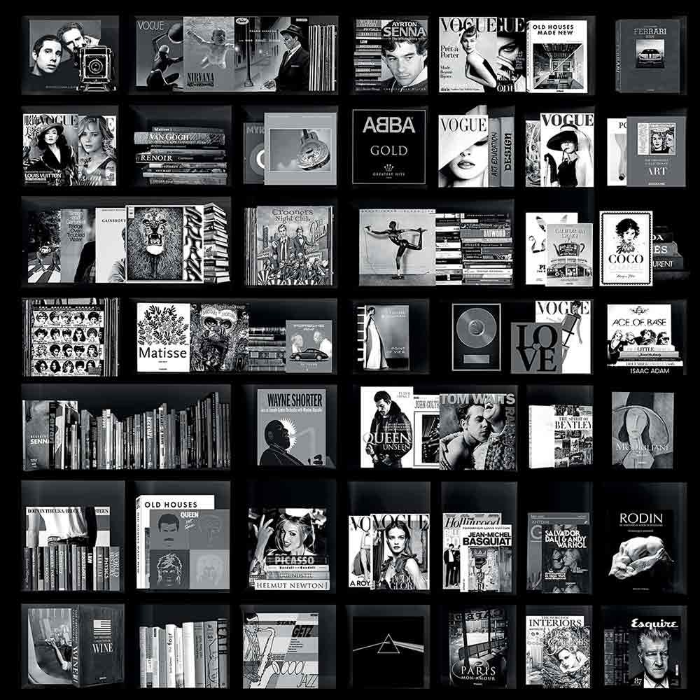 Vægdekoration Book Case Music Black 100x100 cm Artwood