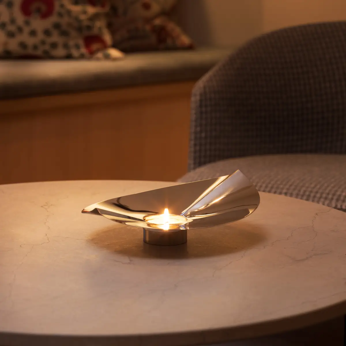 Löv vase/lysholder sølv