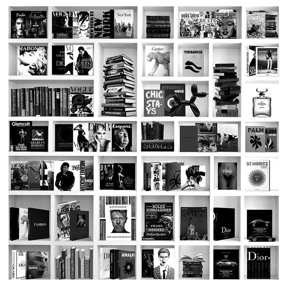 Vægdekoration Book Case Fashion White 100x100 cm Artwood