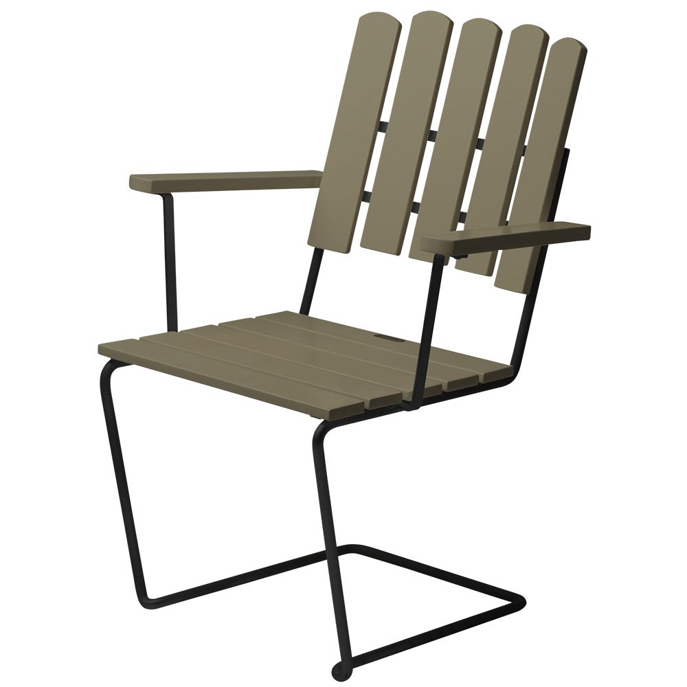 Grythyttan Stålmöbler, A2 Lænestol grønlakeret eg / sort stel