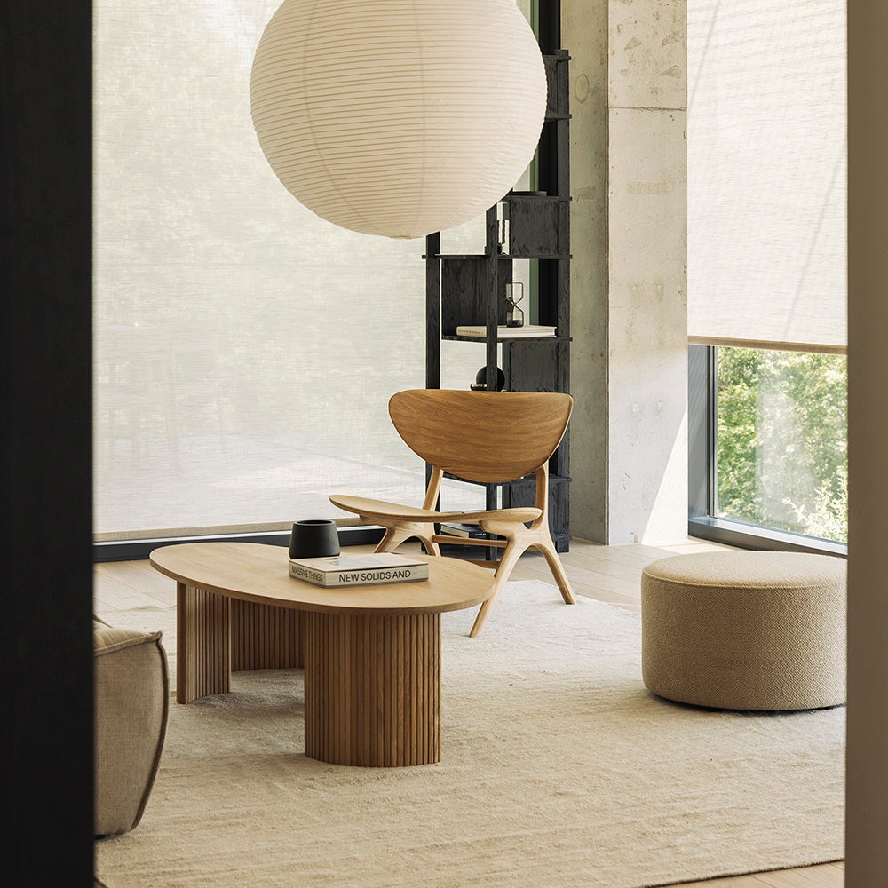 Boomerang sofabord egetræ 126x74 cm