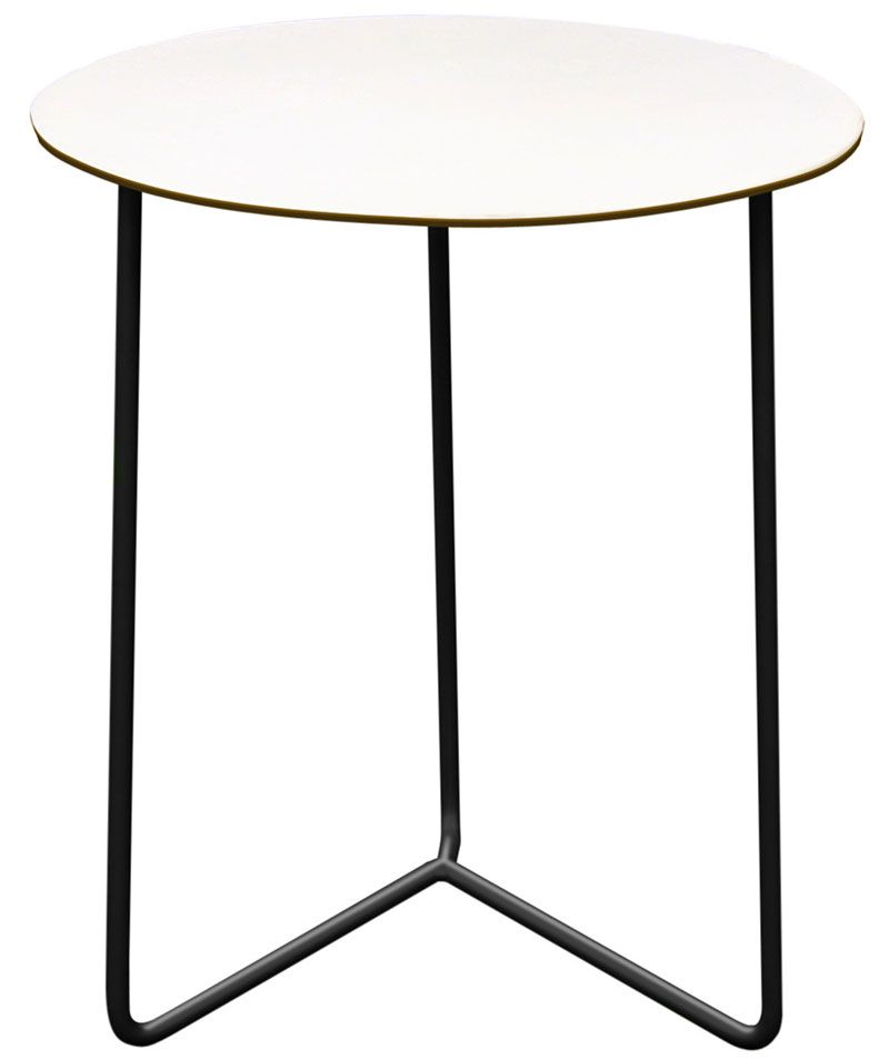 Grythyttan Stålmöbler, Bord High Tech 60 Hvid Laminat/Sort Understel Ø60 cm Grythyttan Stålmöbler