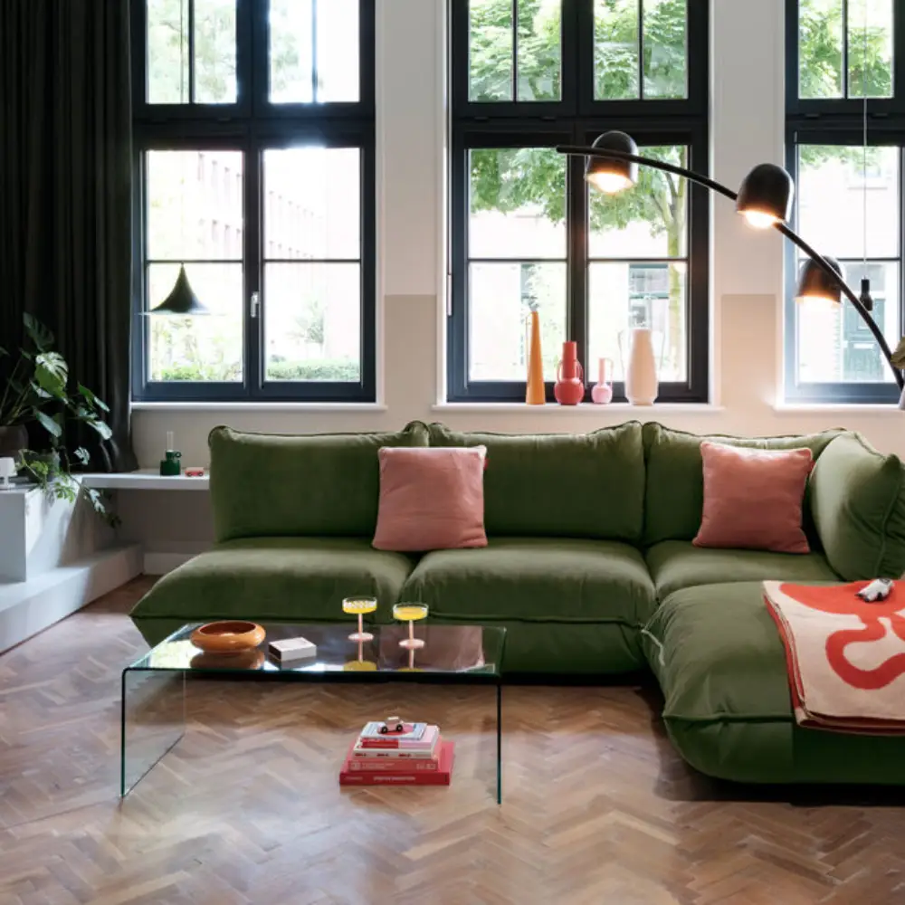 sumo hjørnemodul velvet recycled deep green