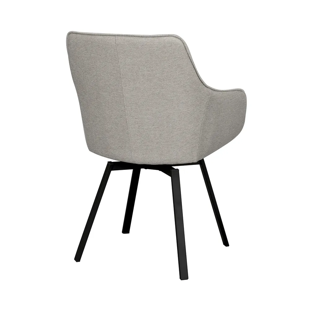 Alison stol med armlæn beige stof/ben i sort metal