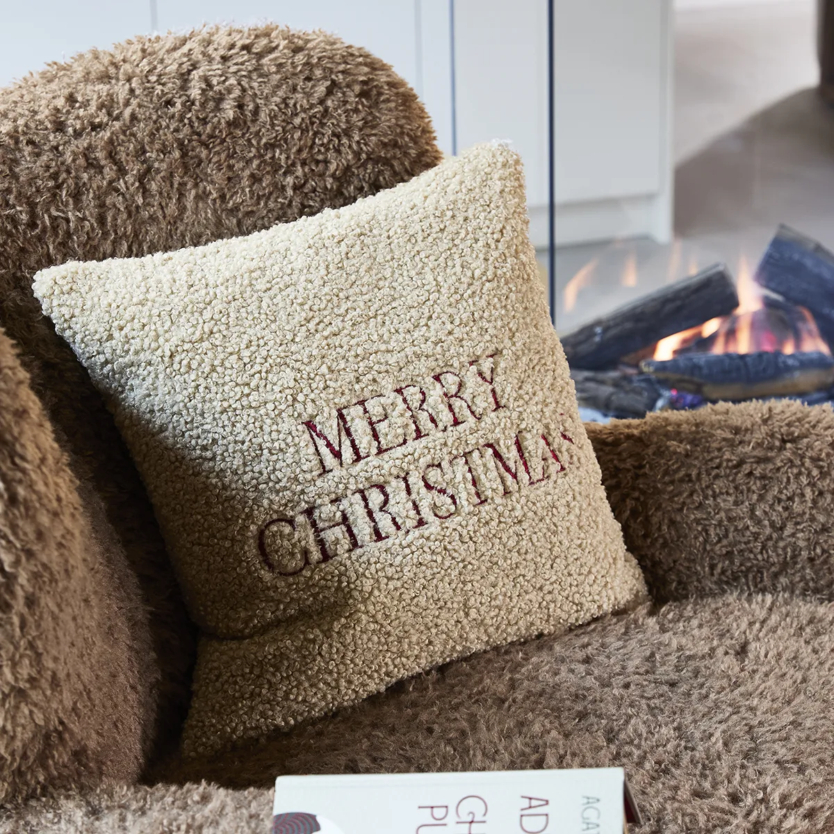 Pudebetræk Merry Christmas Beige 50x50 cm