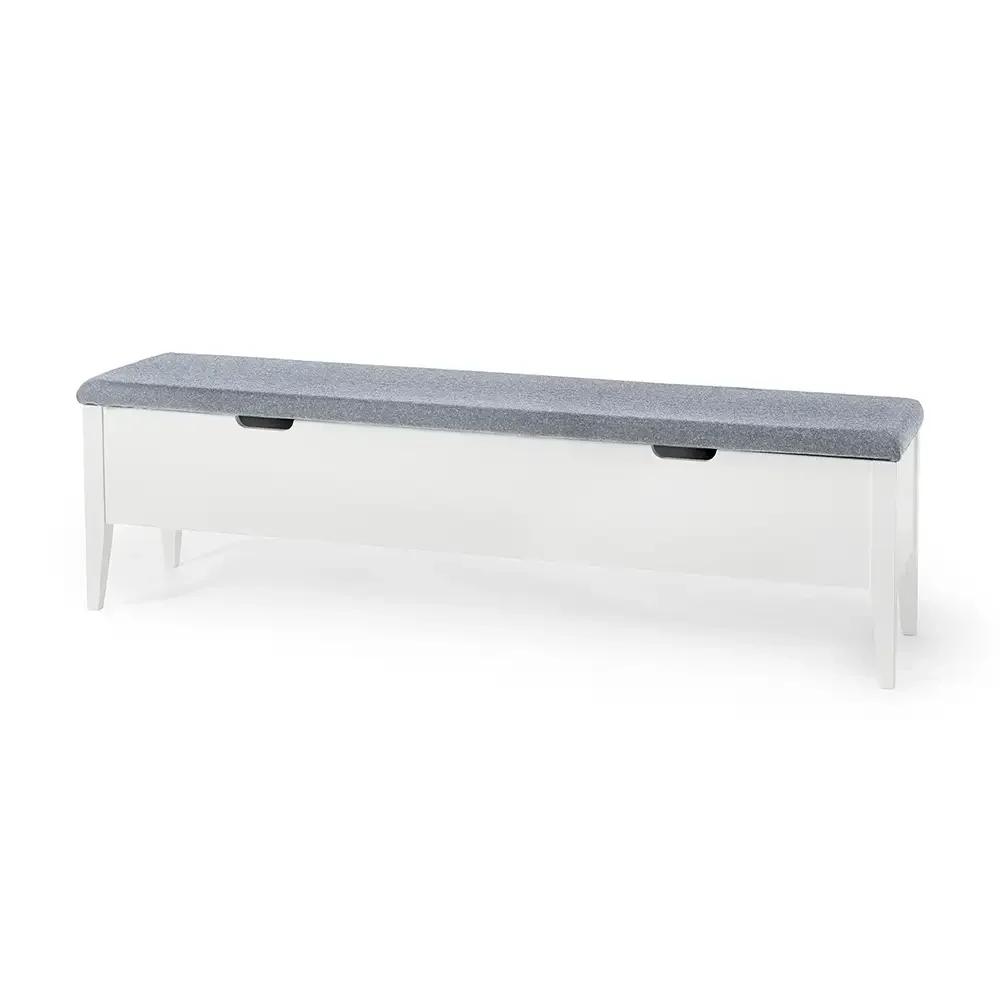 Torkelson, Klinte bænk 160 cm hvid med lysegråt stof