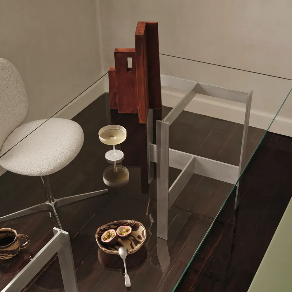 Lager Spisebord 200x90 cm - Glass/Aluminium