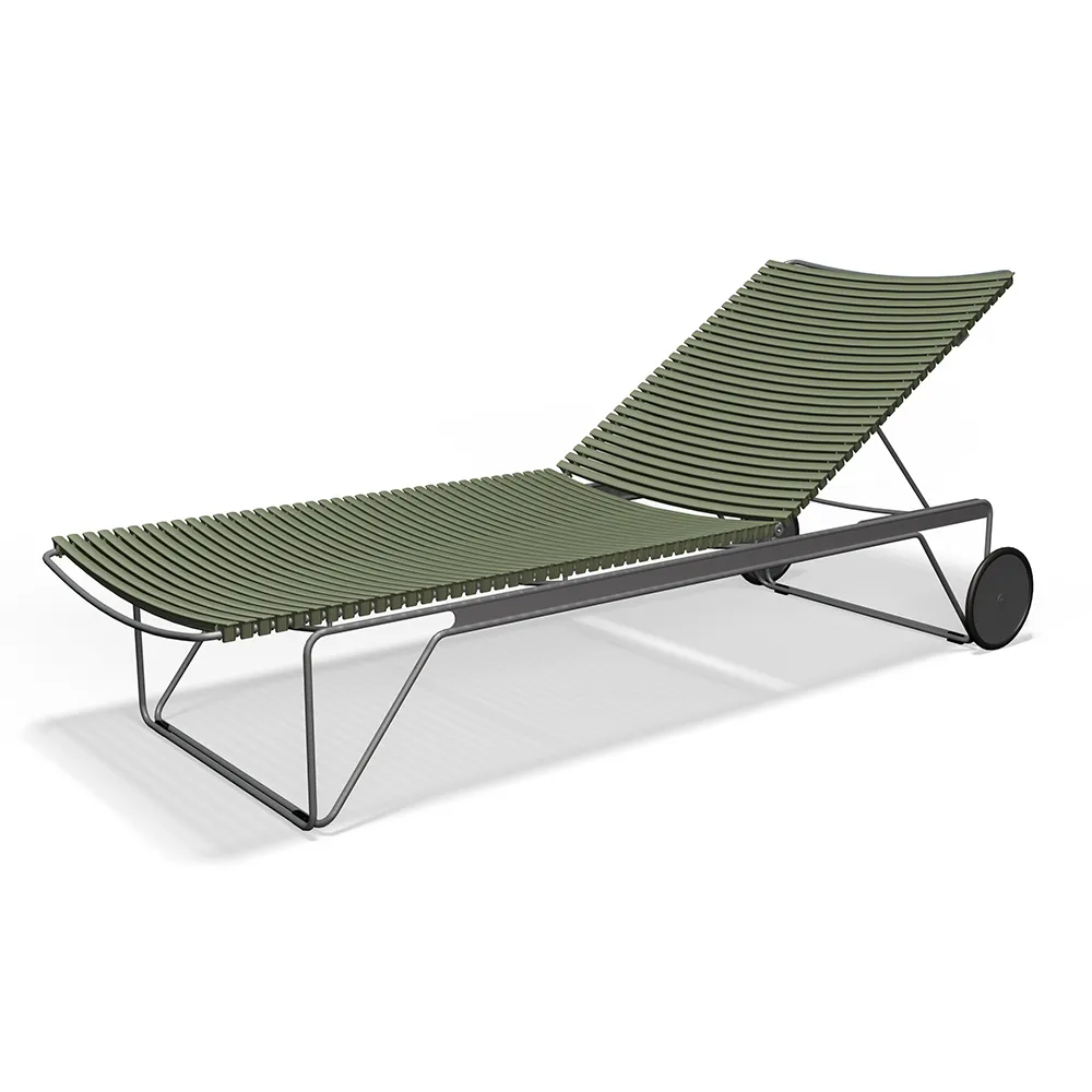 Houe, Click Adjustable chaise longue Olive green. Frame: Grey