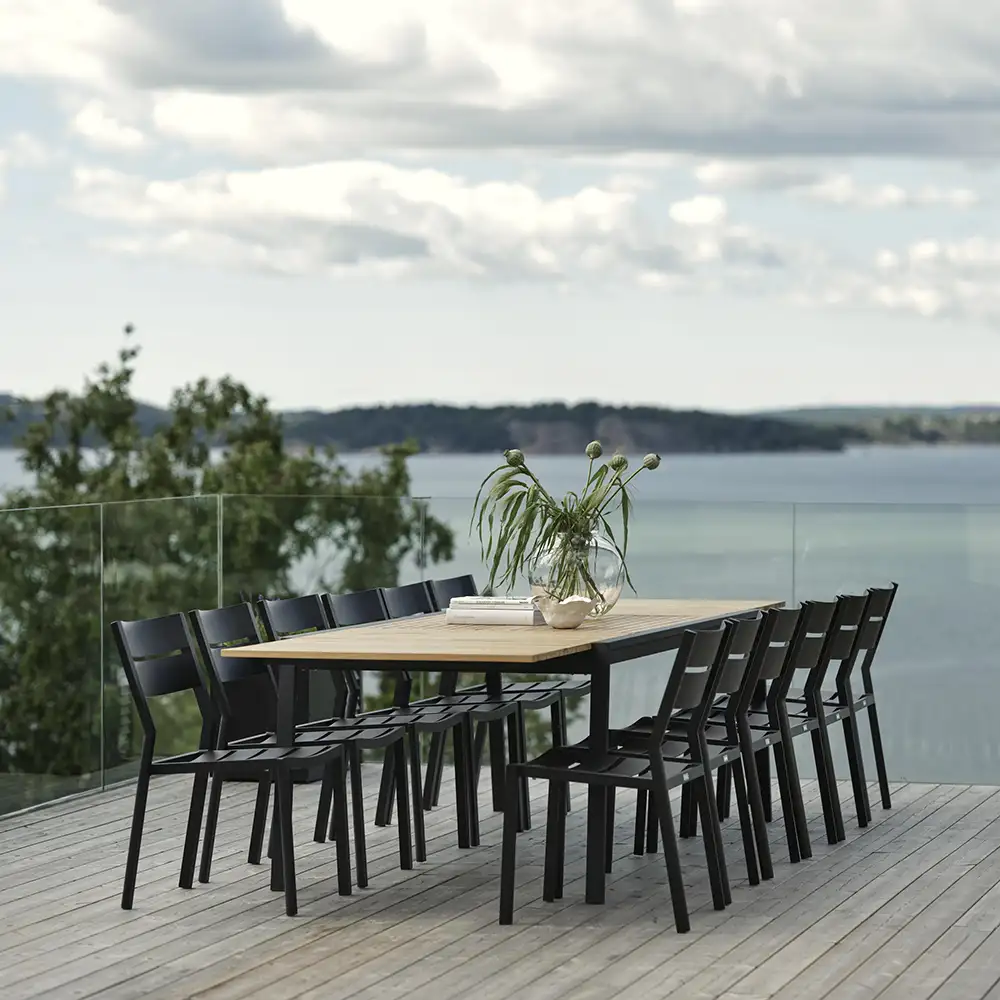 Naos Spisebord 100x220-320 cm Sort/Teak 