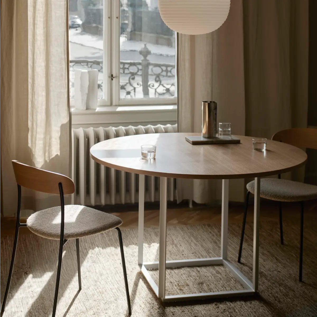 Florence Spisebordsstel Lille Metallisk Hvid