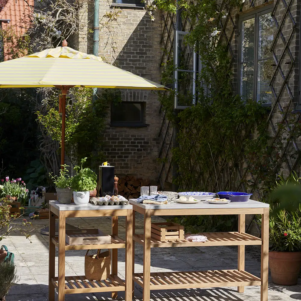 Messina Parasol Ø300 Lemon/Sand Stripe 