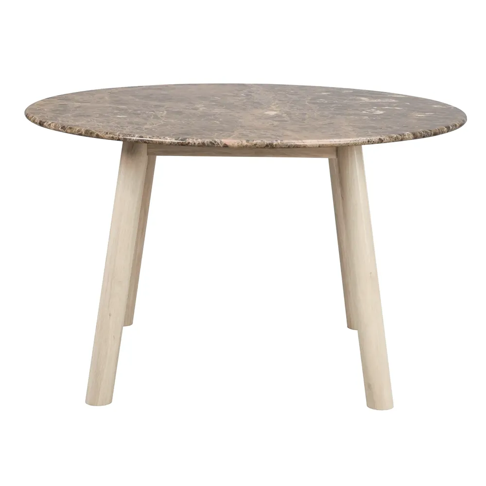Rowico Home, Taransay spisebord Ø125 cm brun marmor/hvid pigmenteret eg