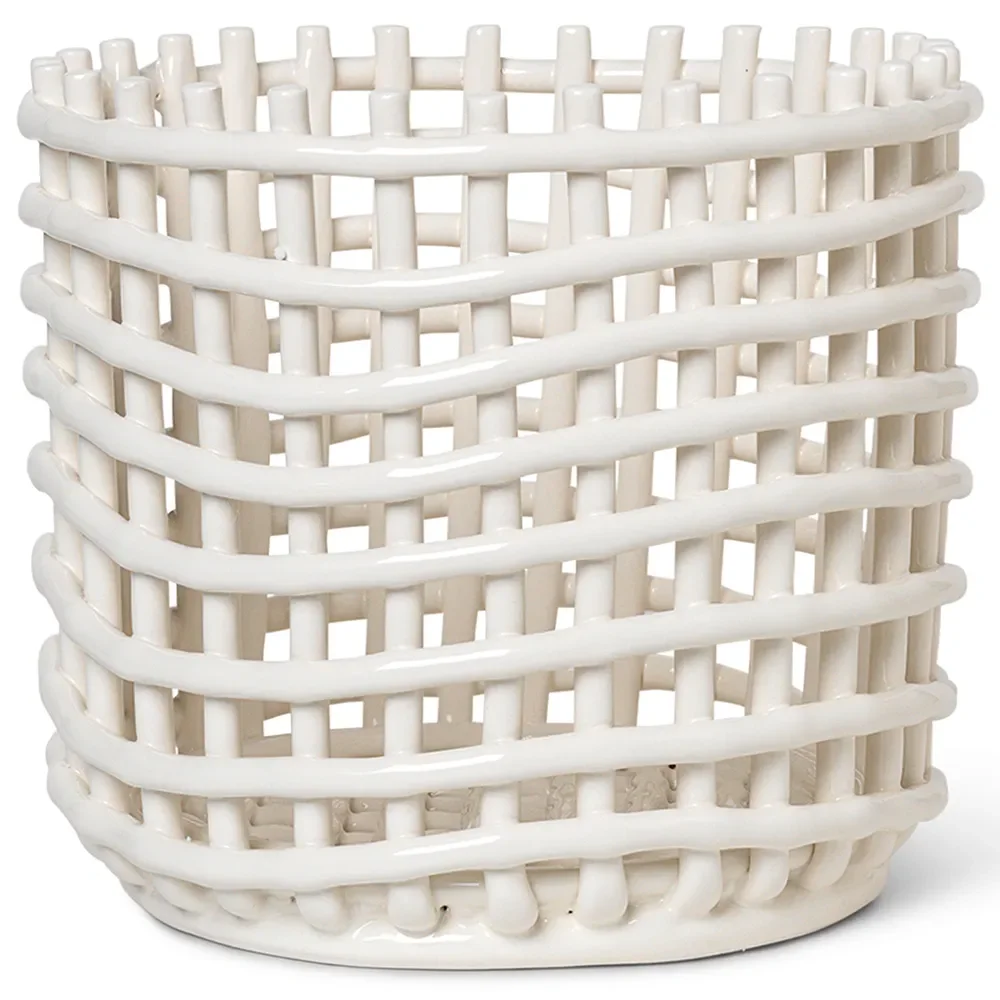 Ferm Living Ceramic flettet kurv Ø23,5 cm Offwhite