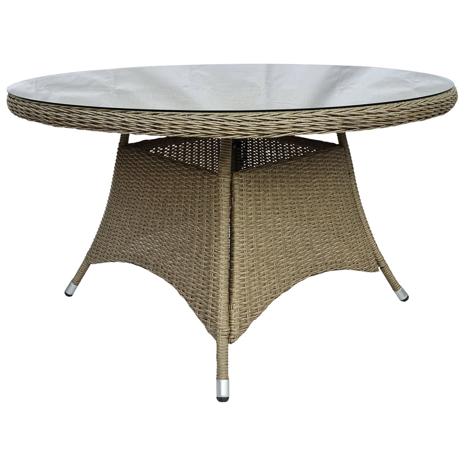 Hornbrook Spisebord 150 cm Beige Polyrattan Inkl. Glas Brafab