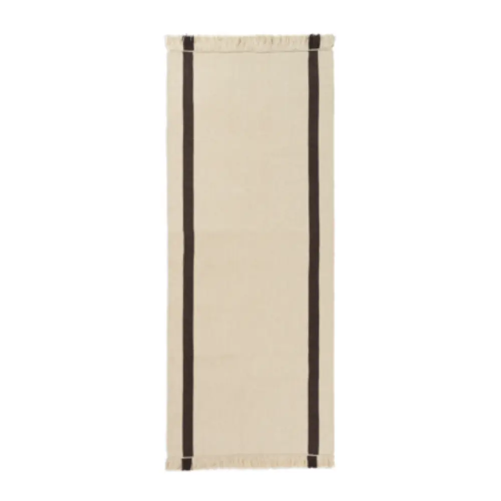 Ferm Living, Calm Kelim Tæppe  80x200 cm - Off-white/Coffee