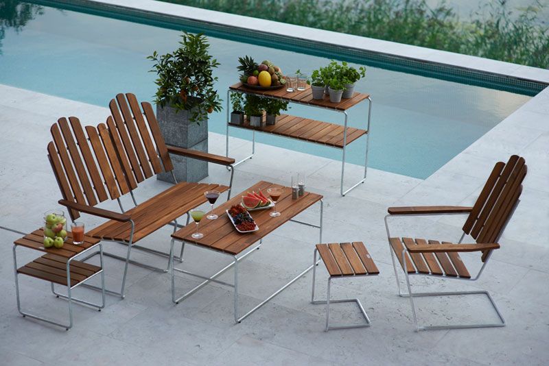 Bord 3A 3 Ubehandlet Teak/Varmgalvaniseret Understel Grythyttan Stålmöbler