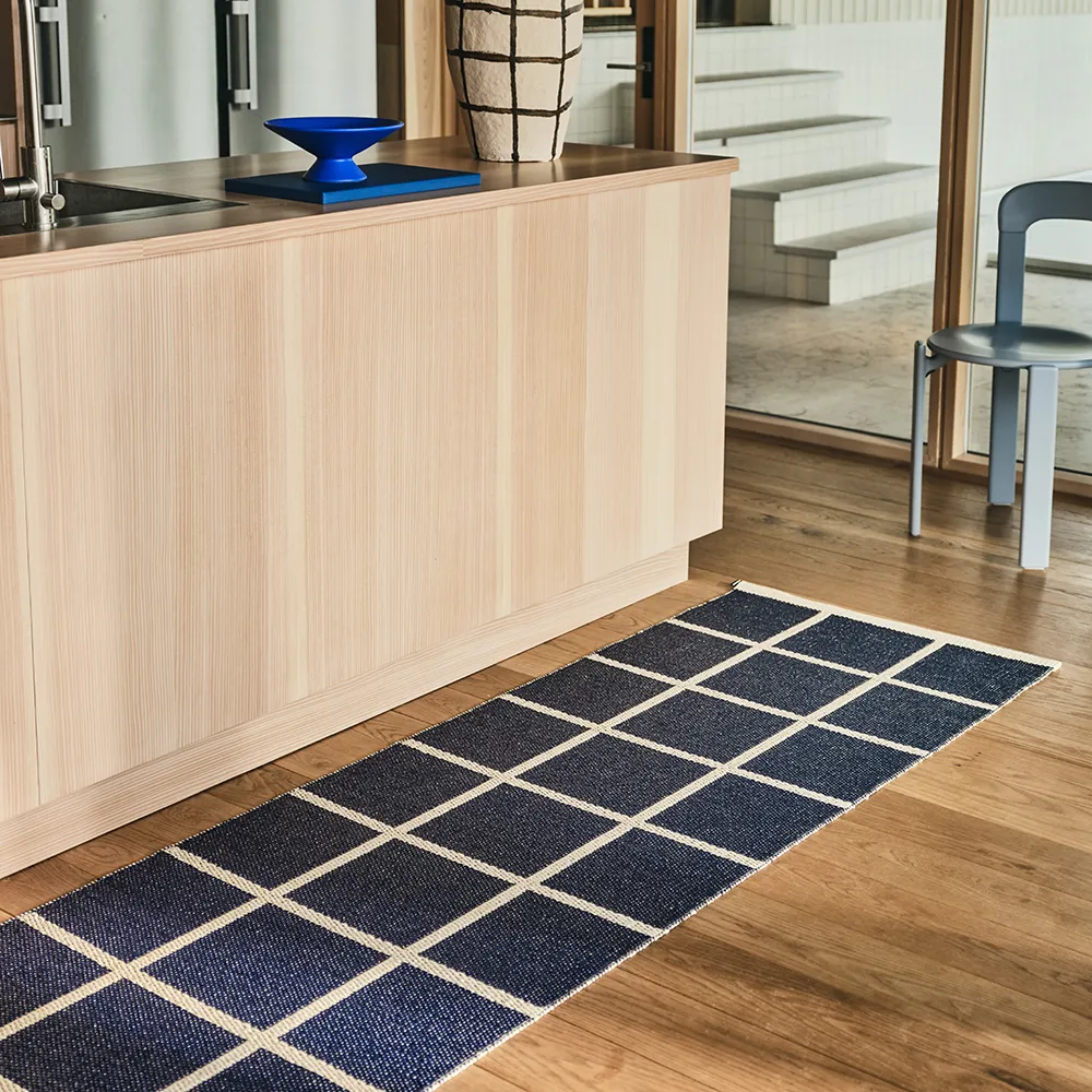 Vævet Tæppe Criss Dark Blue 70x300 cm