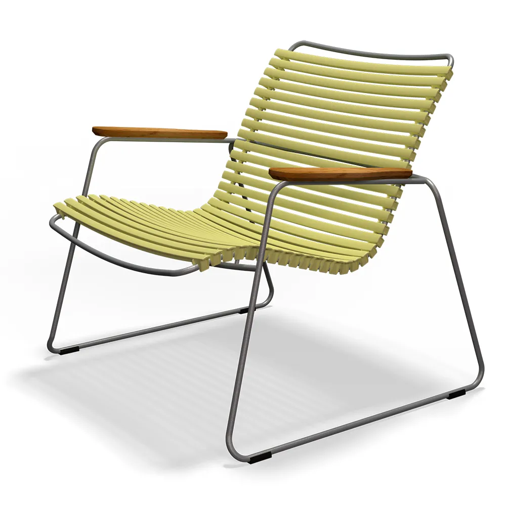 Houe, Click Roomy lounge chair Lemon zest. Frame: Grey. Armrest: Bamboou