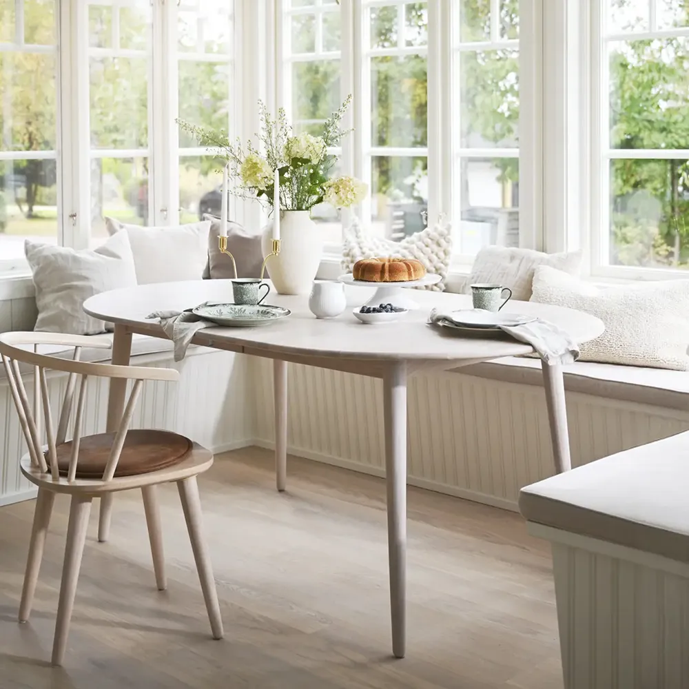 Tyler oval spisebord 170-210x705 cm hvidt pigmenteret eg